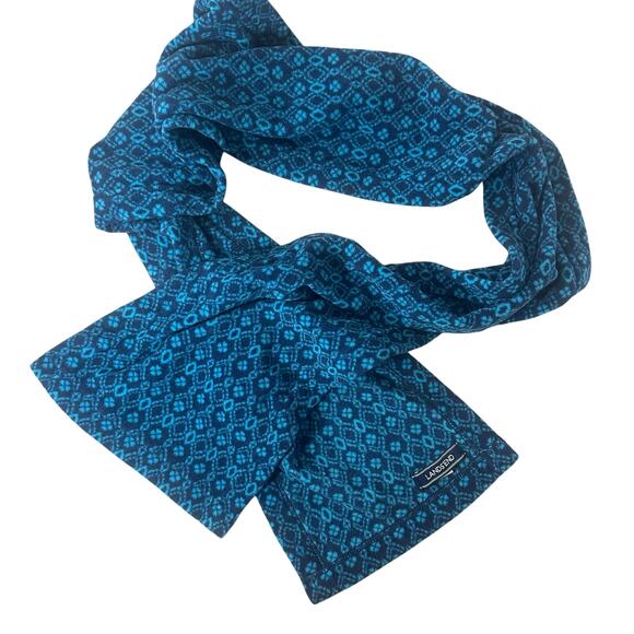 Lands End Blue Geometric Pattern Fleece Scarf Winter Ski Women's One Size - Picture 1 of 6